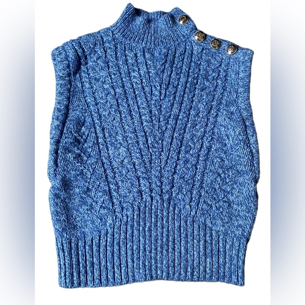 Talbots Blue Cable Knit Sweater Vest Size S